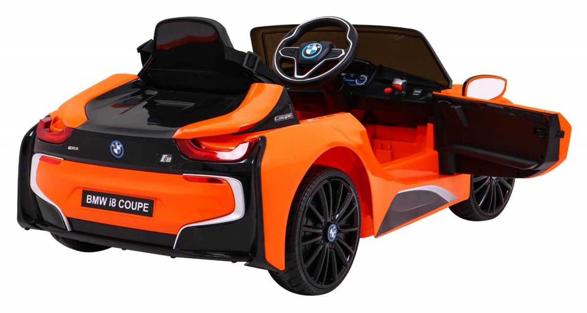 Vaikiškas elektomobilis BMW I8, oranžinis