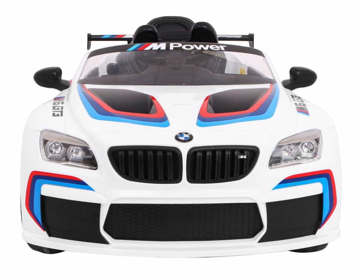 Vienvietis elektromobilis BMW M6 GT3, baltas