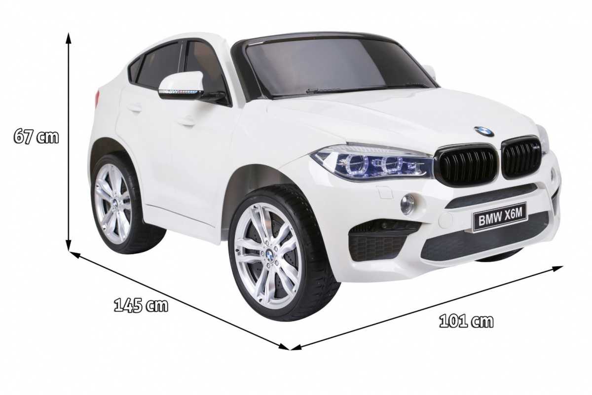 Dvivietis elektromobilis BMW X6M XXL, baltas