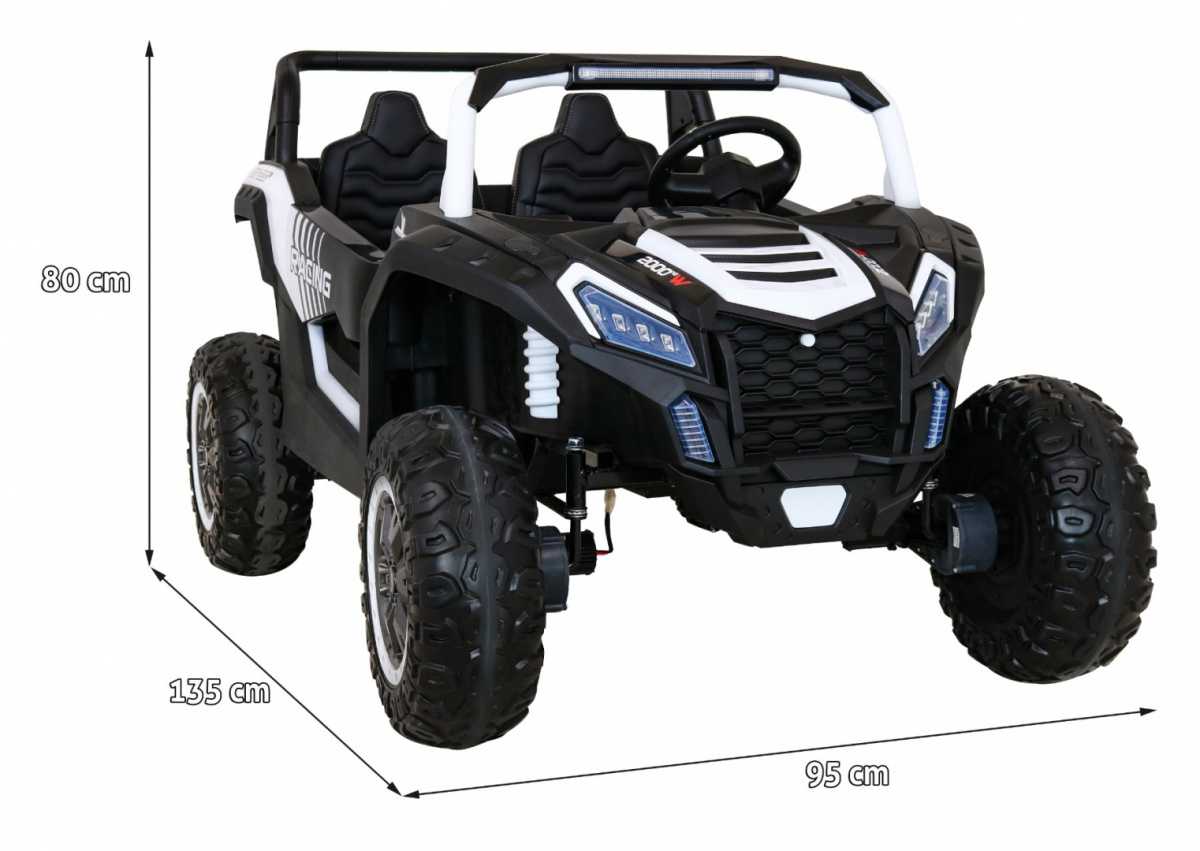 Vaikiškas dvivietis elektromobilis - Buggy ATV Racing, baltas