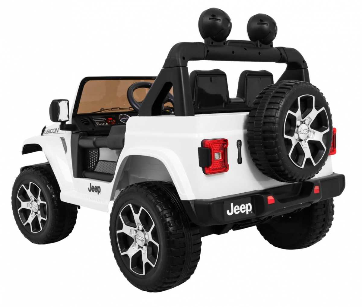 Dvivietis elektromobilis Jeep Wrangler Rubicon, baltas