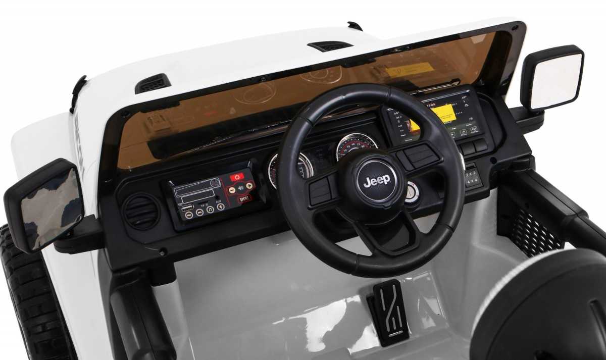 Dvivietis elektromobilis Jeep Wrangler Rubicon, baltas