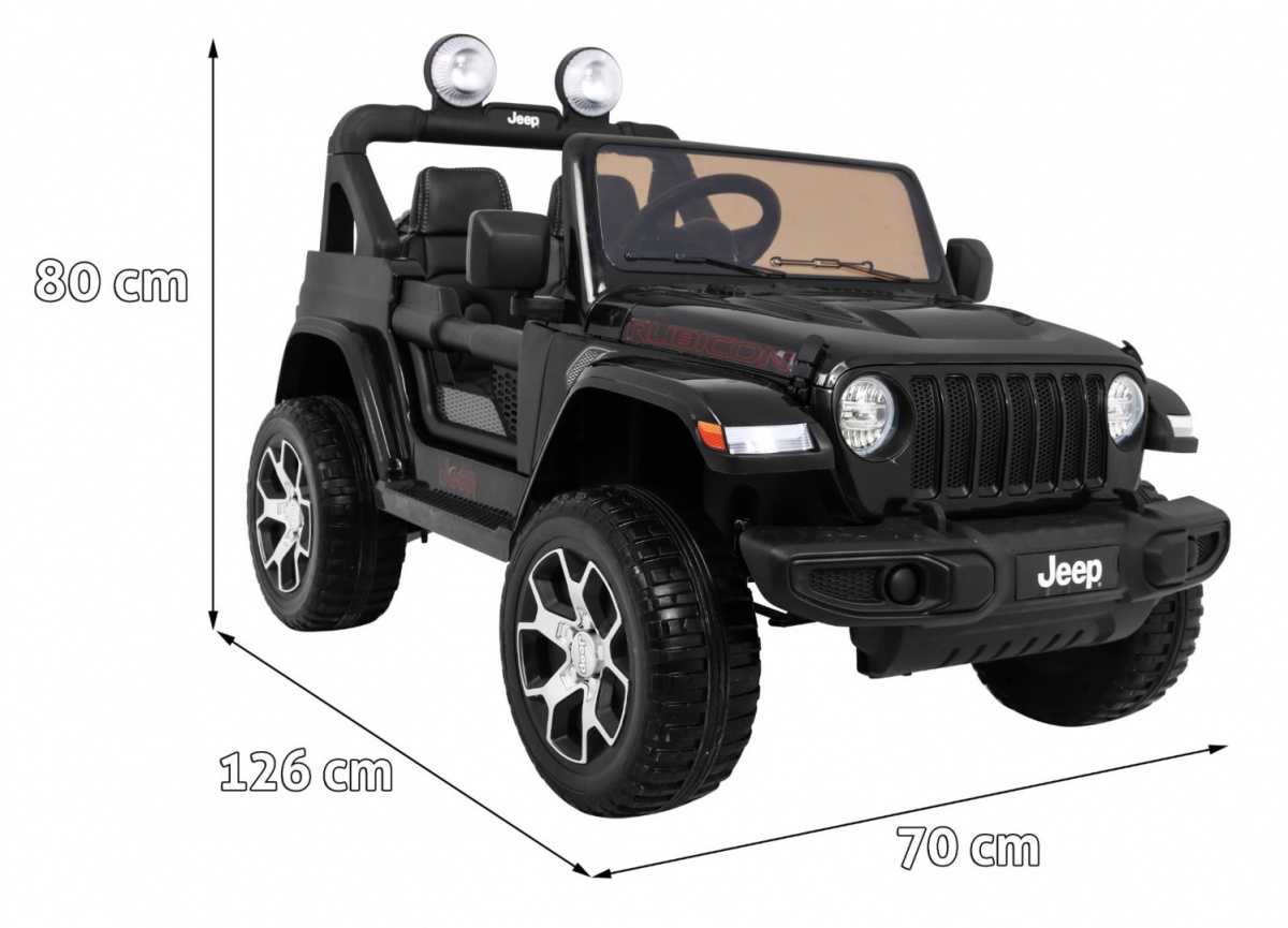 Dvivietis elektromobilis Jeep Wrangler Rubicon, juodas