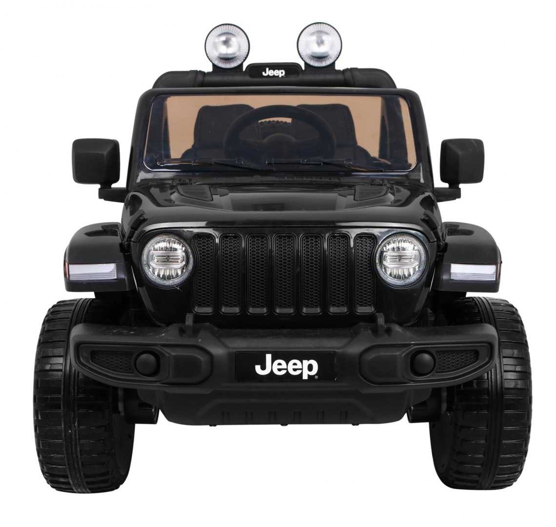 Dvivietis elektromobilis Jeep Wrangler Rubicon, juodas