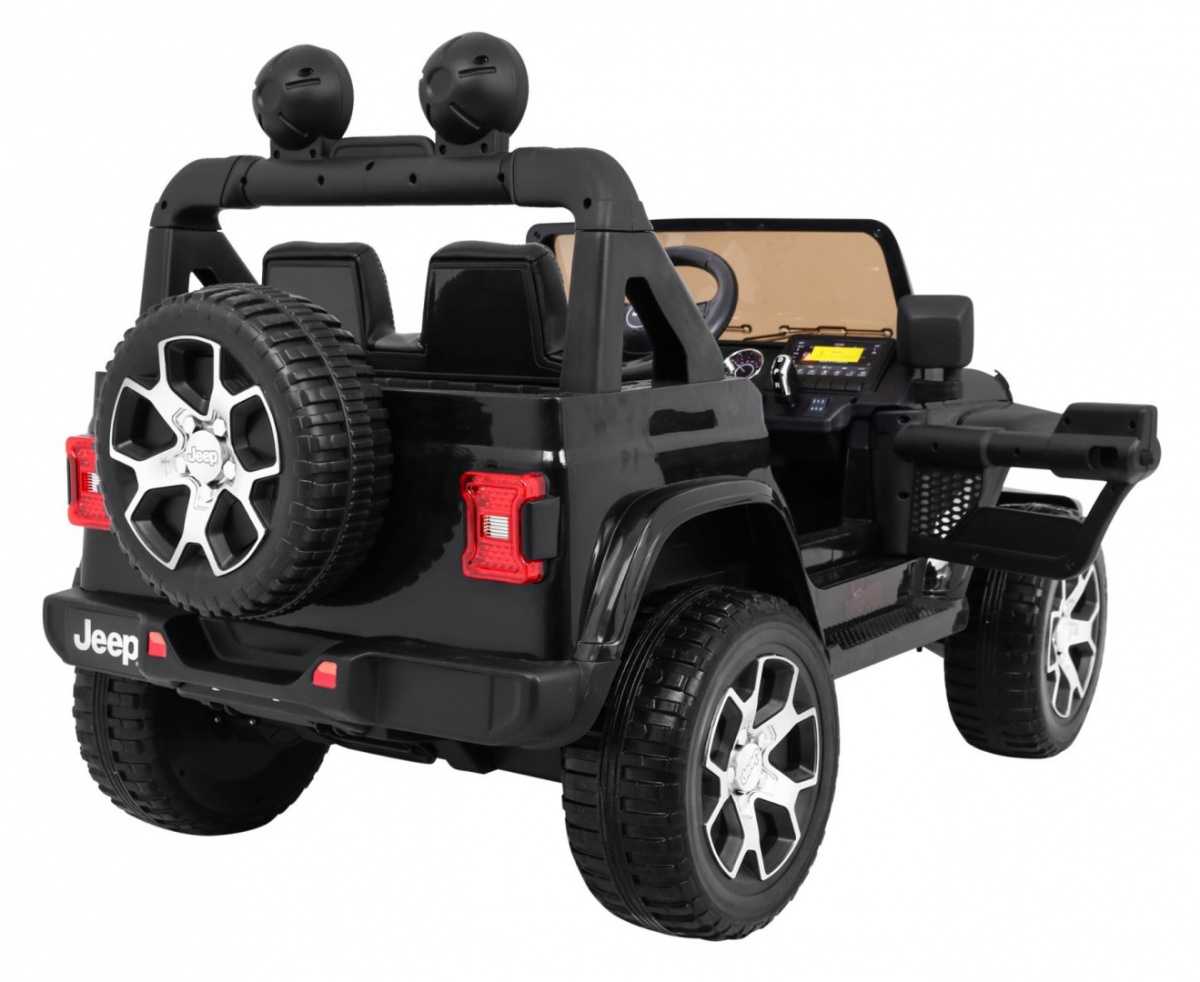 Dvivietis elektromobilis Jeep Wrangler Rubicon, juodas