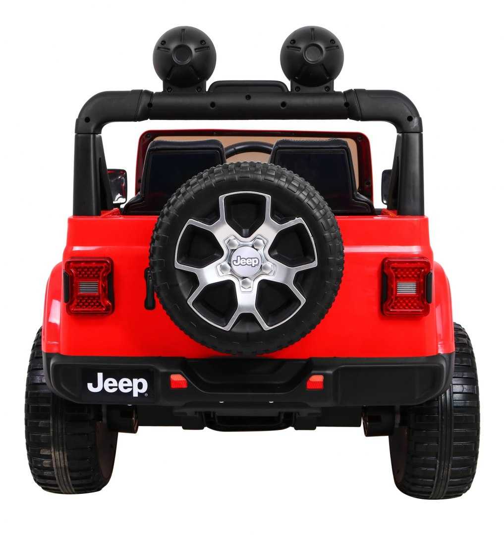 Dvivietis elektromobilis Jeep Wrangler Rubicon, raudonas