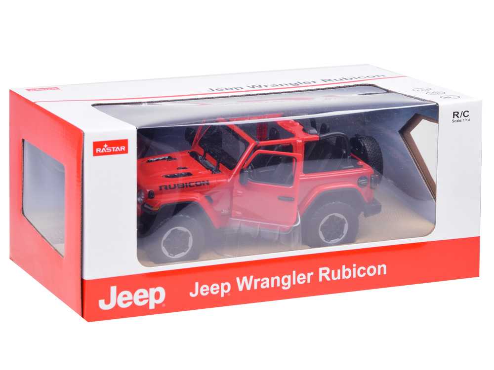 Nuotoliniu būdu valdomas automobilis Jeep Wrangler Rubicon, raudonas