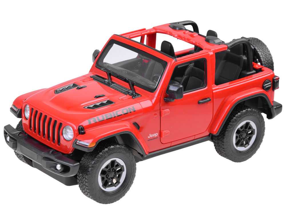 Nuotoliniu būdu valdomas automobilis Jeep Wrangler Rubicon, raudonas