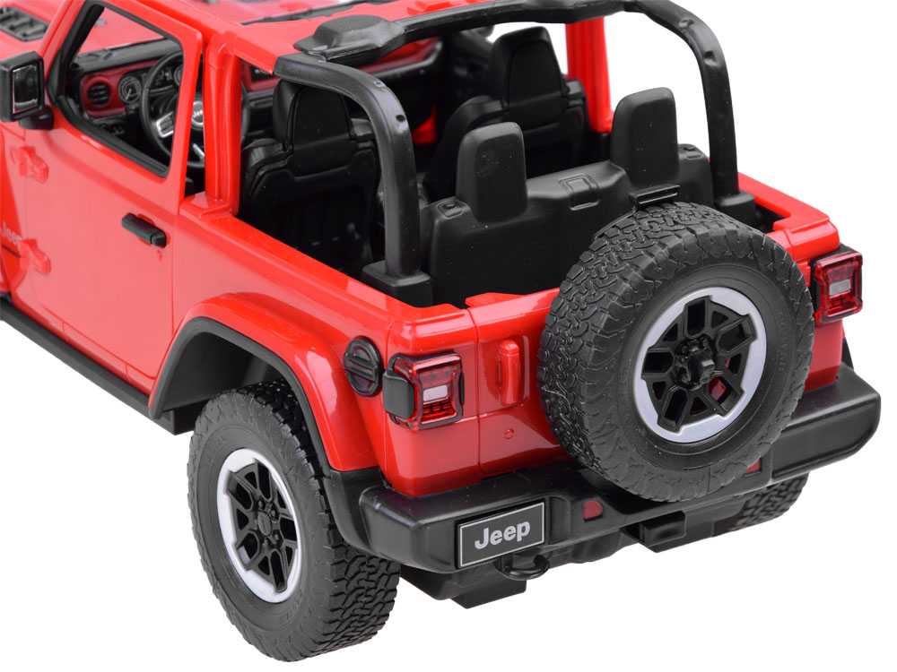 Nuotoliniu būdu valdomas automobilis Jeep Wrangler Rubicon, raudonas