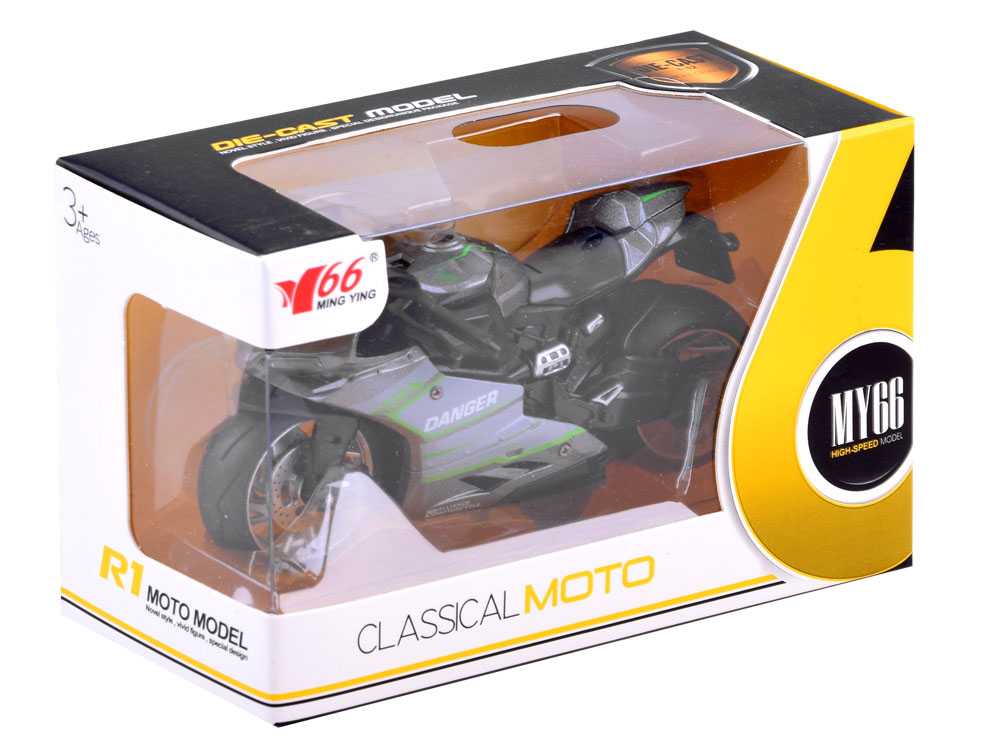 Žaislinis motociklas - Diecast model, pilkai žalias