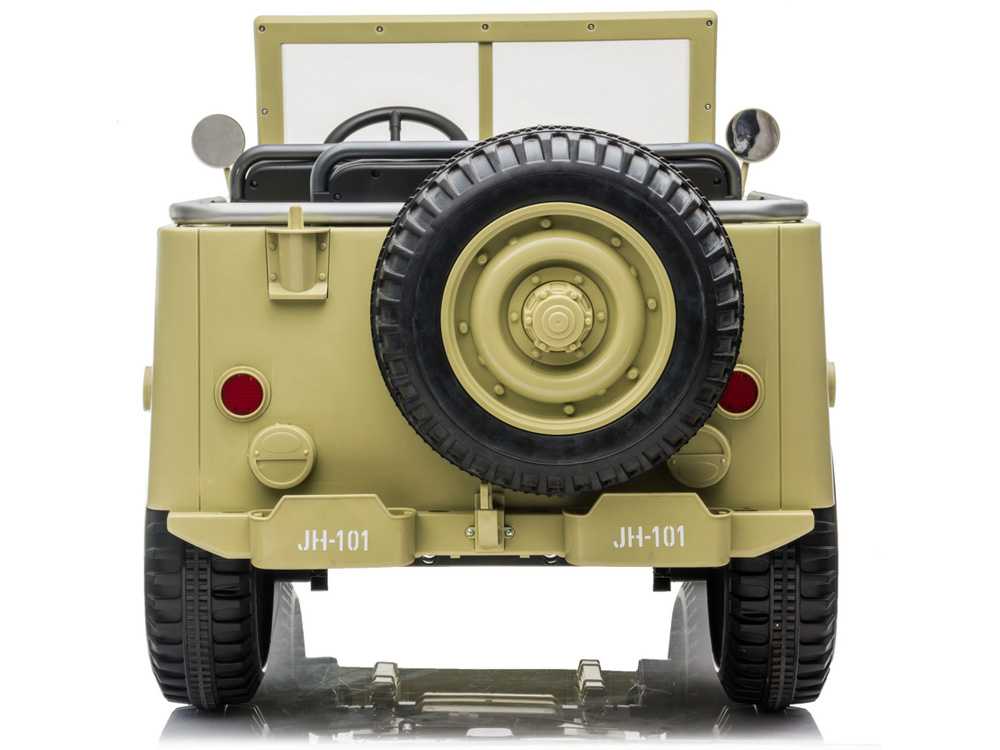 Trivietis elektromobilis Jeep Willys, smėlio spalvos