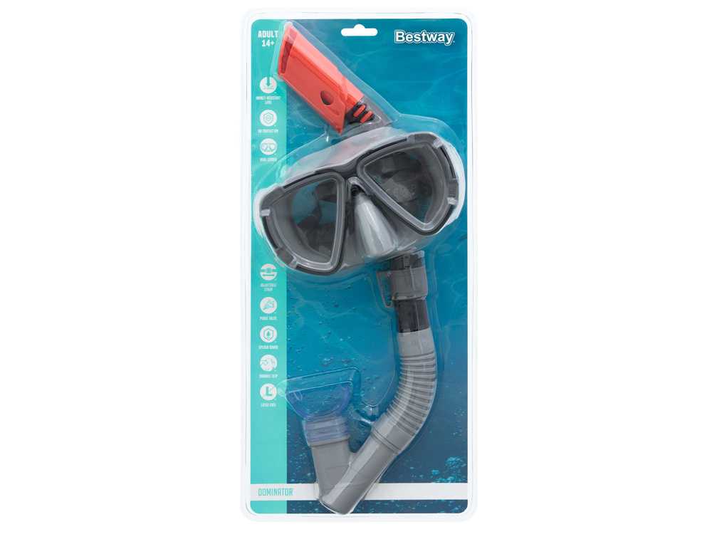 Nardymo kaukė su vamzdeliu Bestway Dominator Snorkel, juoda