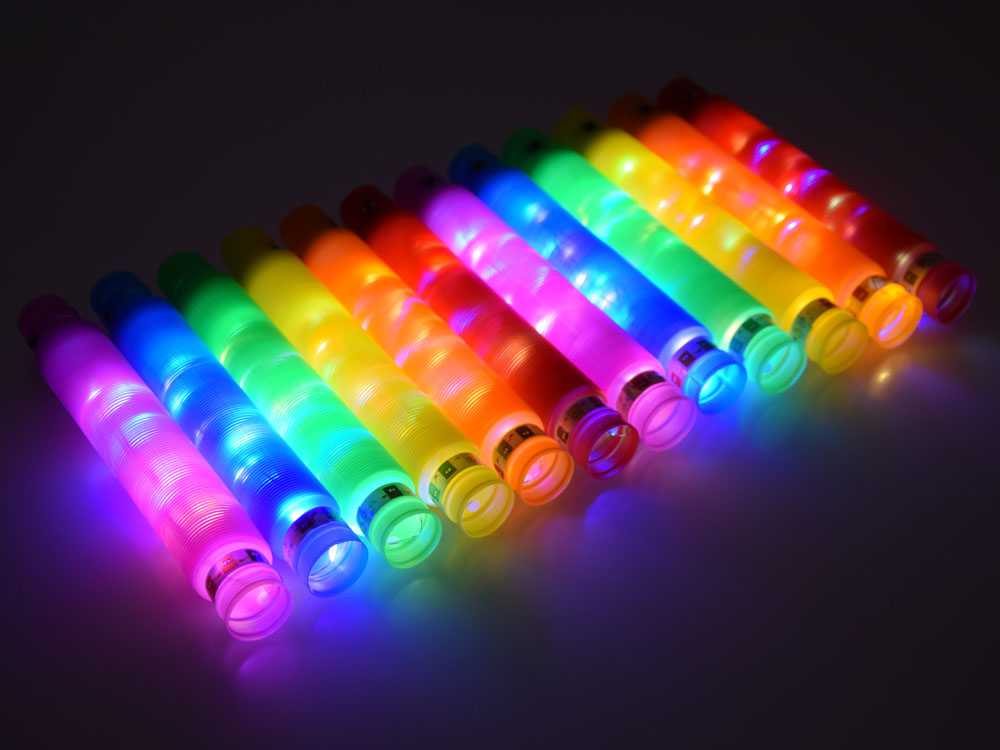 POP TUBE LED šviečiantys sensoriniai vamzdeliai, 12 vnt.