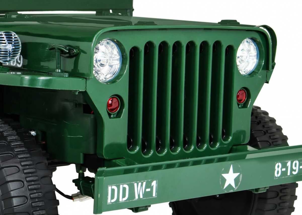 Vaikiškas trivietis elektromobilis Retro Military 4x4, žalias