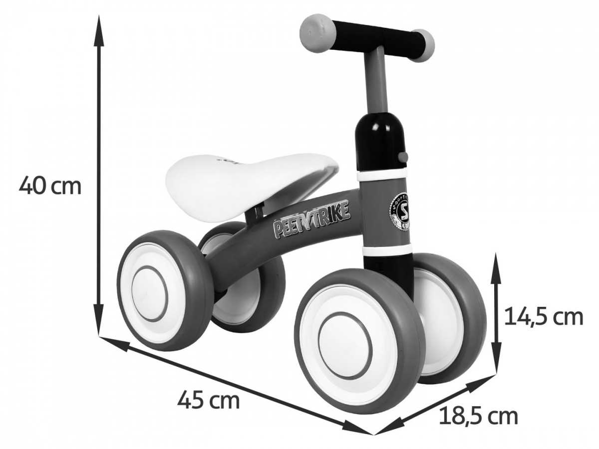 Balansinis dviratukas su dvigubais ratais PettyTrike, baltas