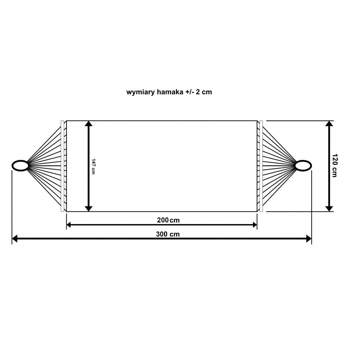 Dvivietis sodo hamakas, 200x147, juodai baltas