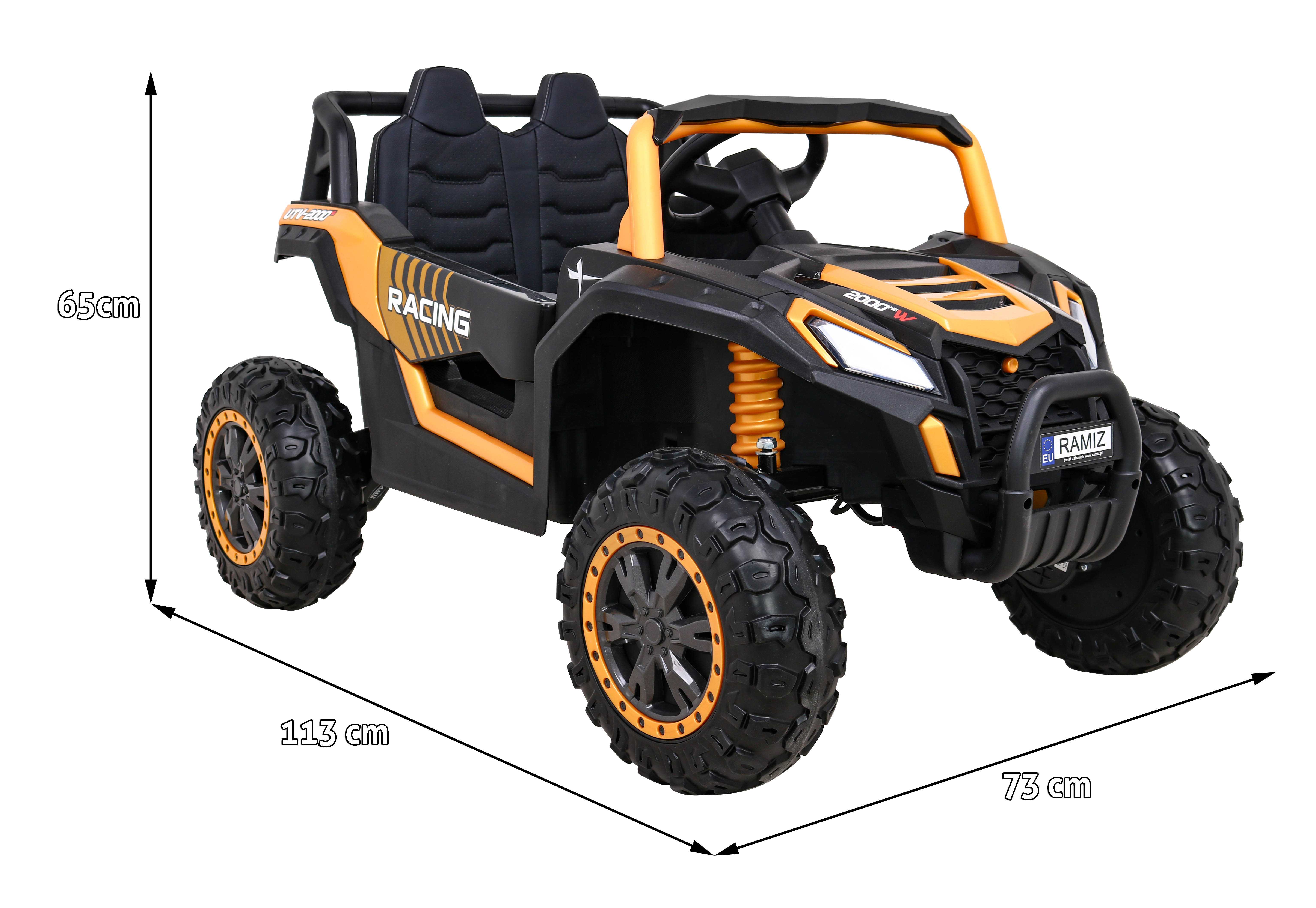 Vienvietis elektromobilis Buggy UTV 2000M Racing, geltonas