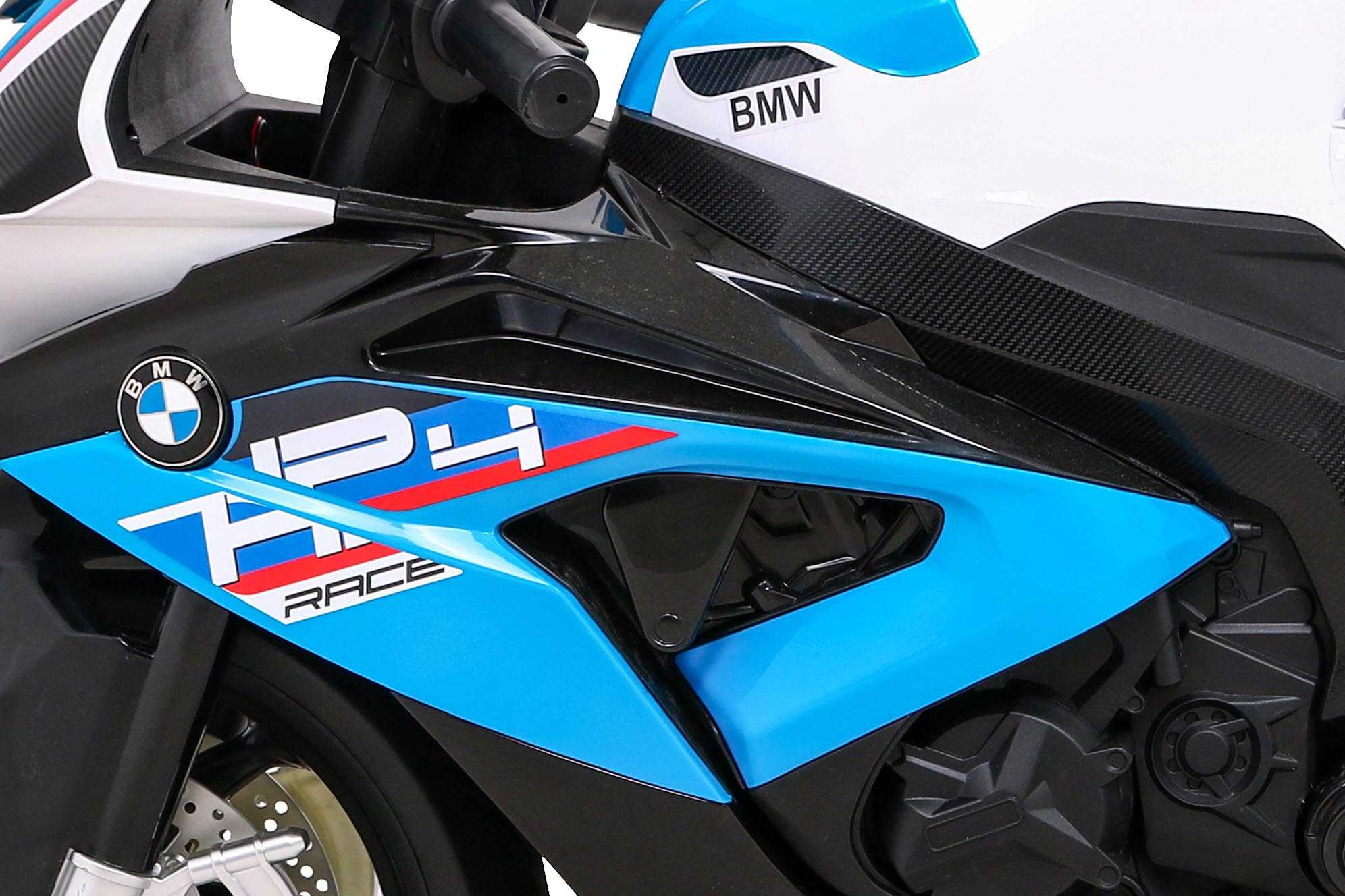 Vaikiškas elektrinis motociklas - BMW HP4, mėlynas