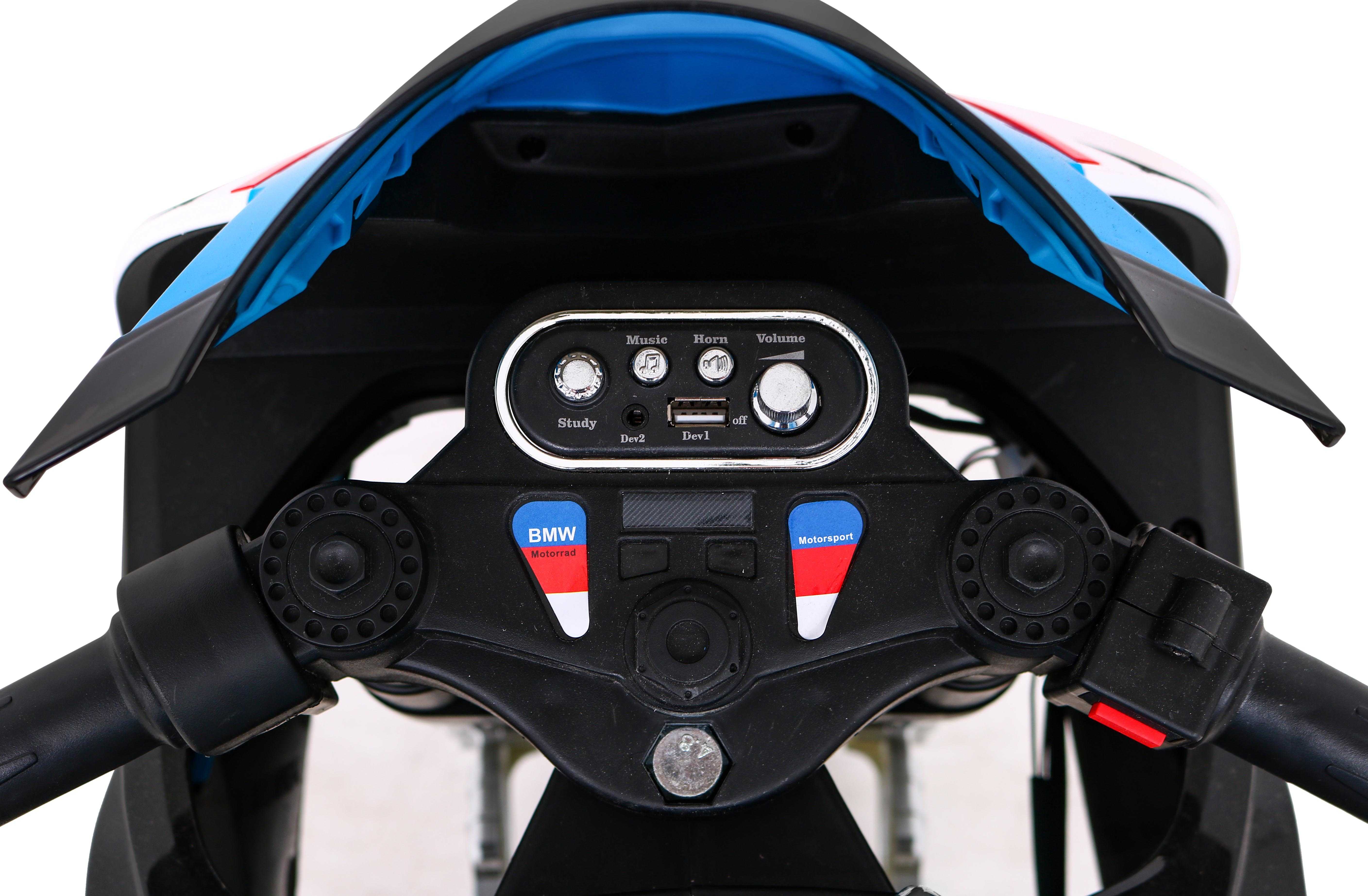 Vaikiškas elektrinis motociklas - BMW HP4, mėlynas