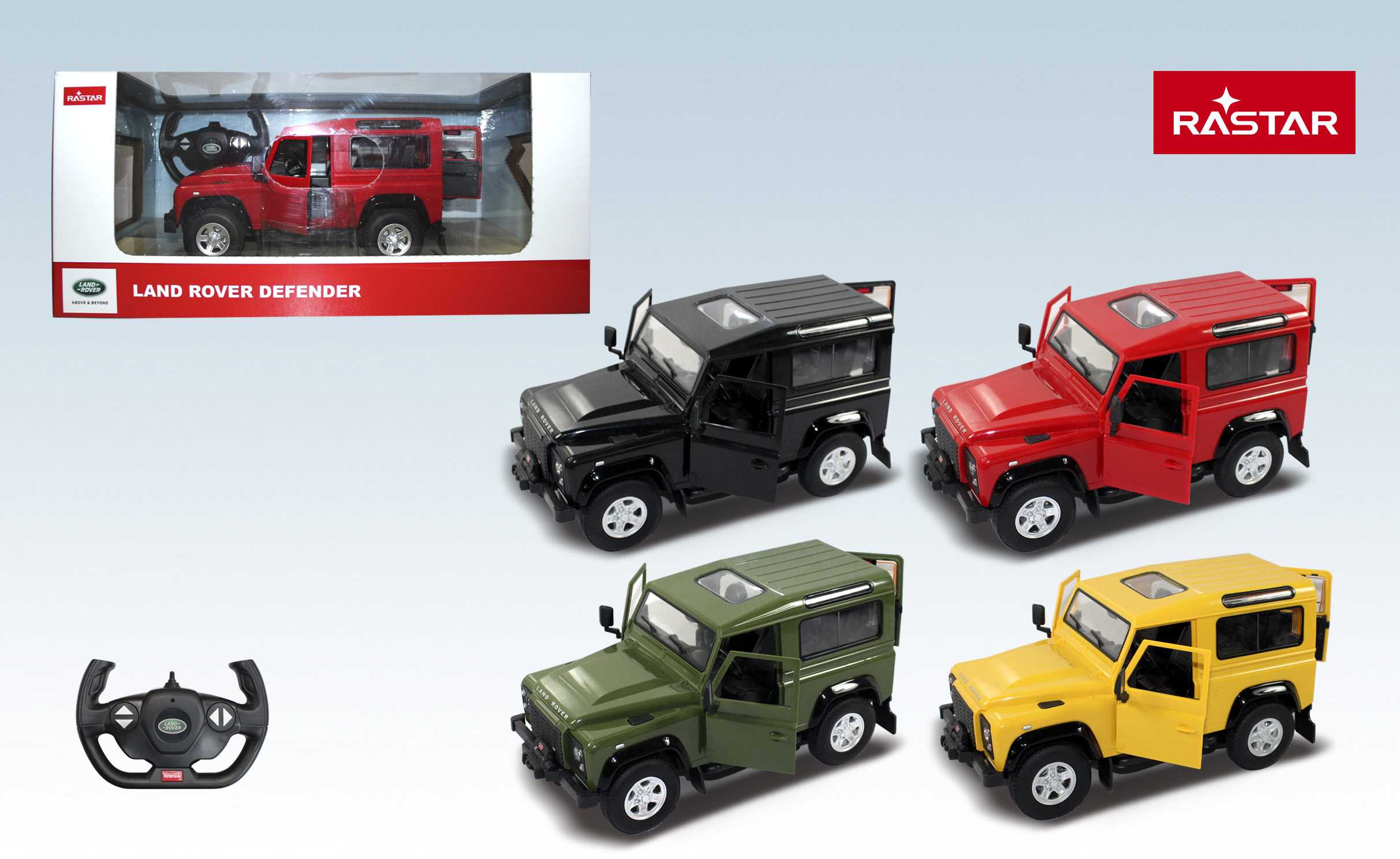 RASTAR R/C Land Rover Defender 1:14 visureigis, žalias