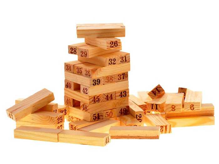 Medinis kaladėlių bokštas - Jenga, 54 dalių