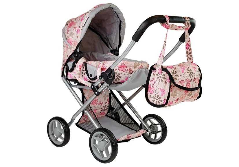 Lėlių vežimėlis Alice Doll Pram, gėlėtas