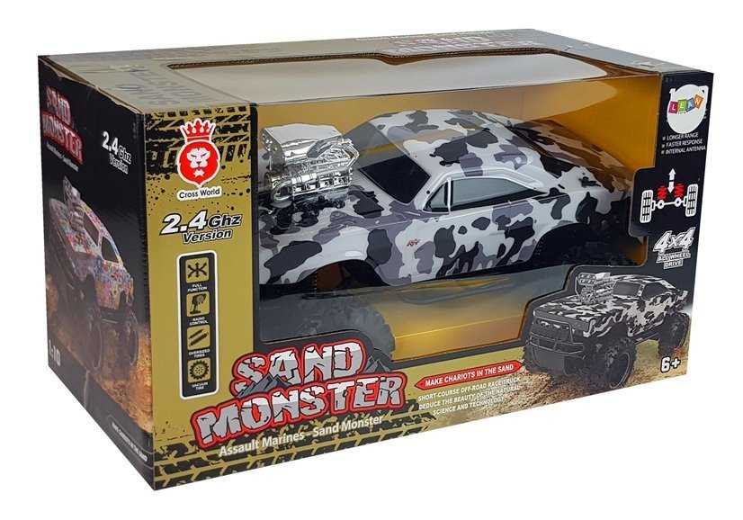 Nuotoliniu būdu valdomas automobilis Sand Monster-Camo, juodai baltas