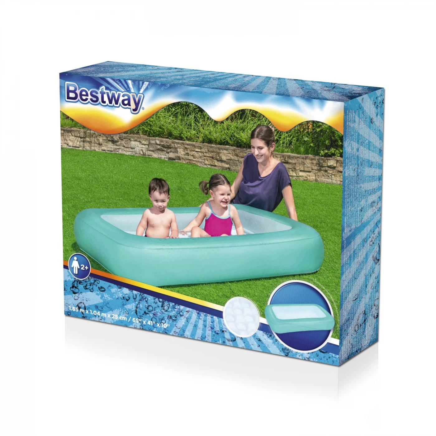 Pripučiamas baseinas Bestway 165 x 104 x 25 cm, mėlynas