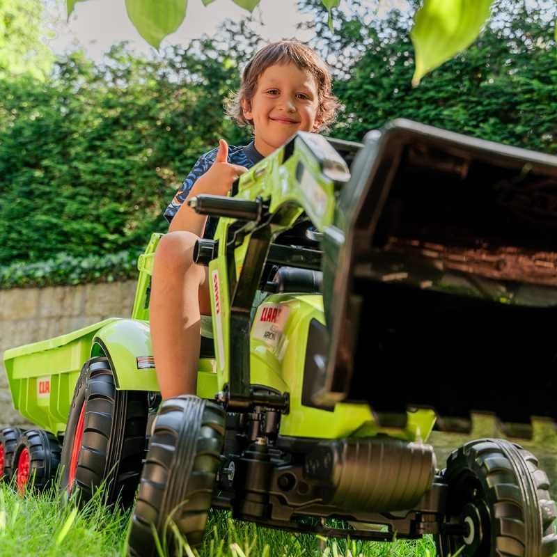 Pedalais minamas traktorius su priekaba - CLAAS AVEC, žalias 