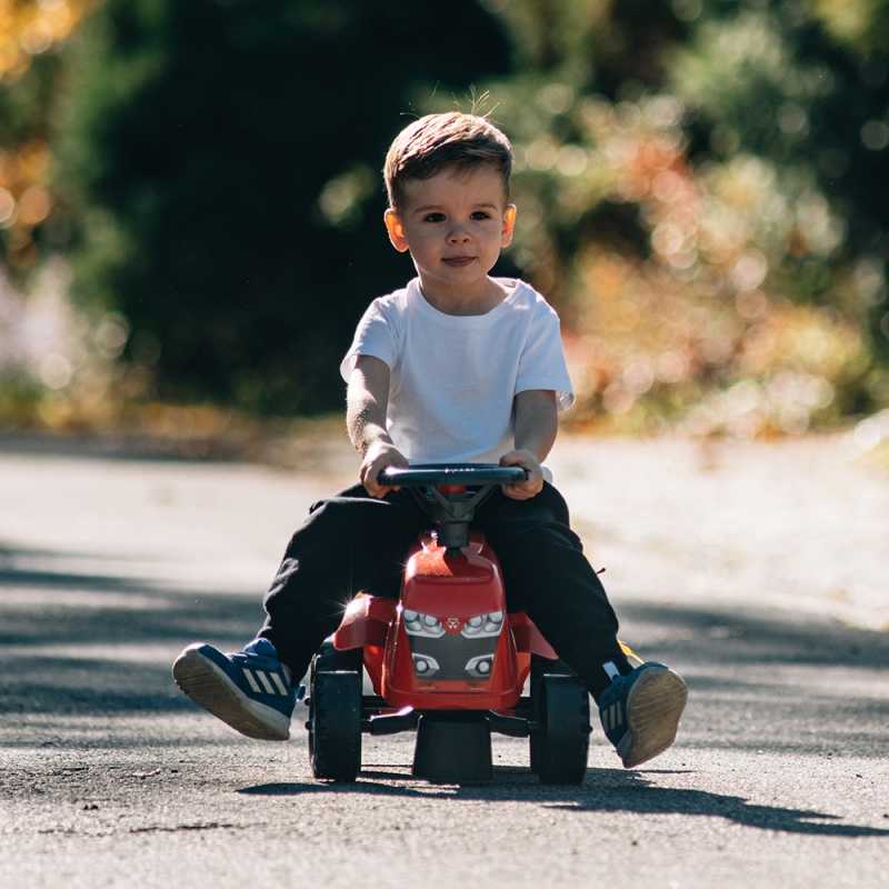 Paspiriamas traktorius su priekaba - Baby Massey Ferguson, raudonas 			