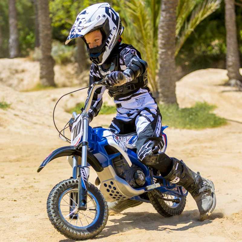 Elektrinis motociklas pripučiamais ratais Motor Cross Injusa, mėlynas