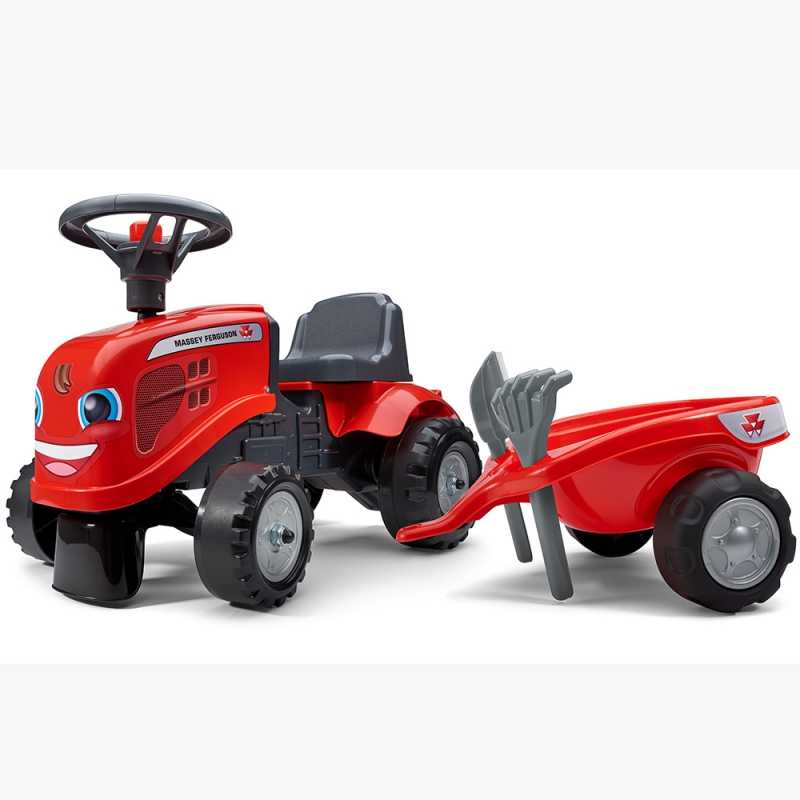 Paspiriamas traktorius su priekaba - Baby Massey Ferguson, raudonas 			