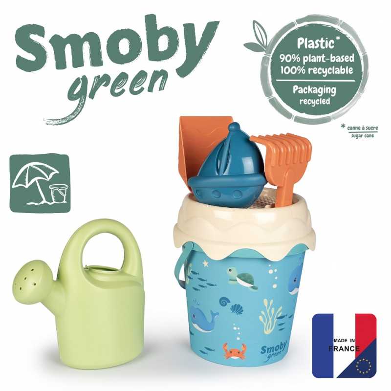 Smoby kibirėlis su smėlio priedais ir bioplastiko laistytuvu				