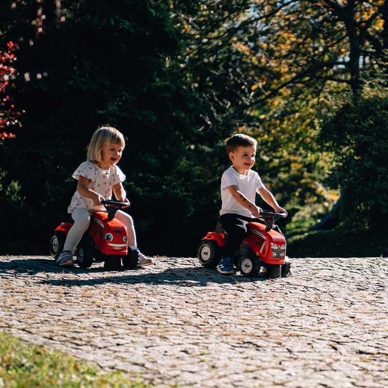 Paspiriamas traktorius su priekaba - Baby Massey Ferguson, raudonas 			