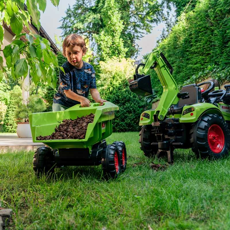 Pedalais minamas traktorius su priekaba - CLAAS AVEC, žalias 