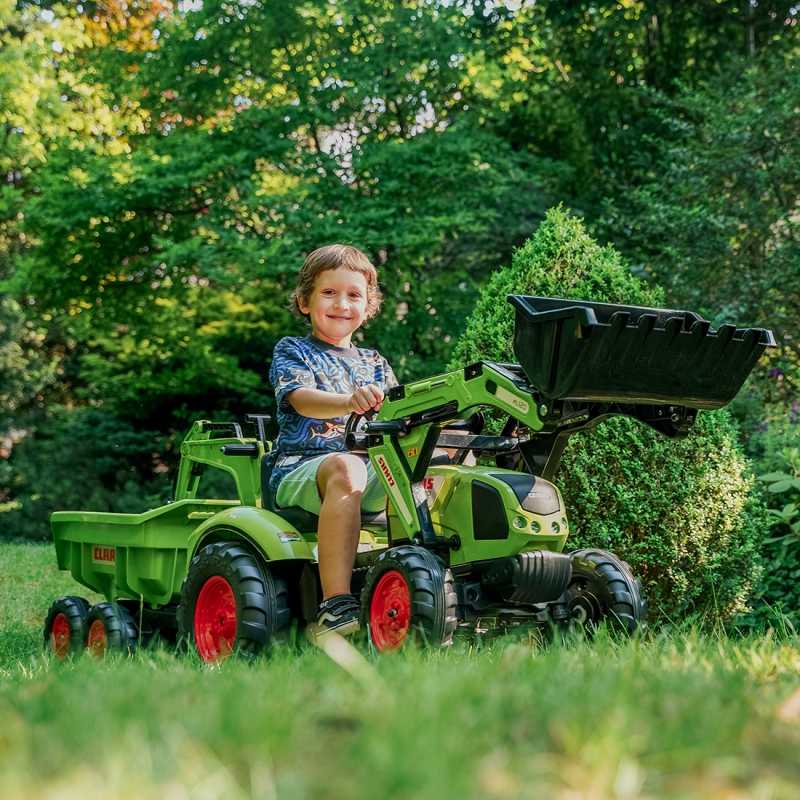 Pedalais minamas traktorius su priekaba - CLAAS AVEC, žalias 