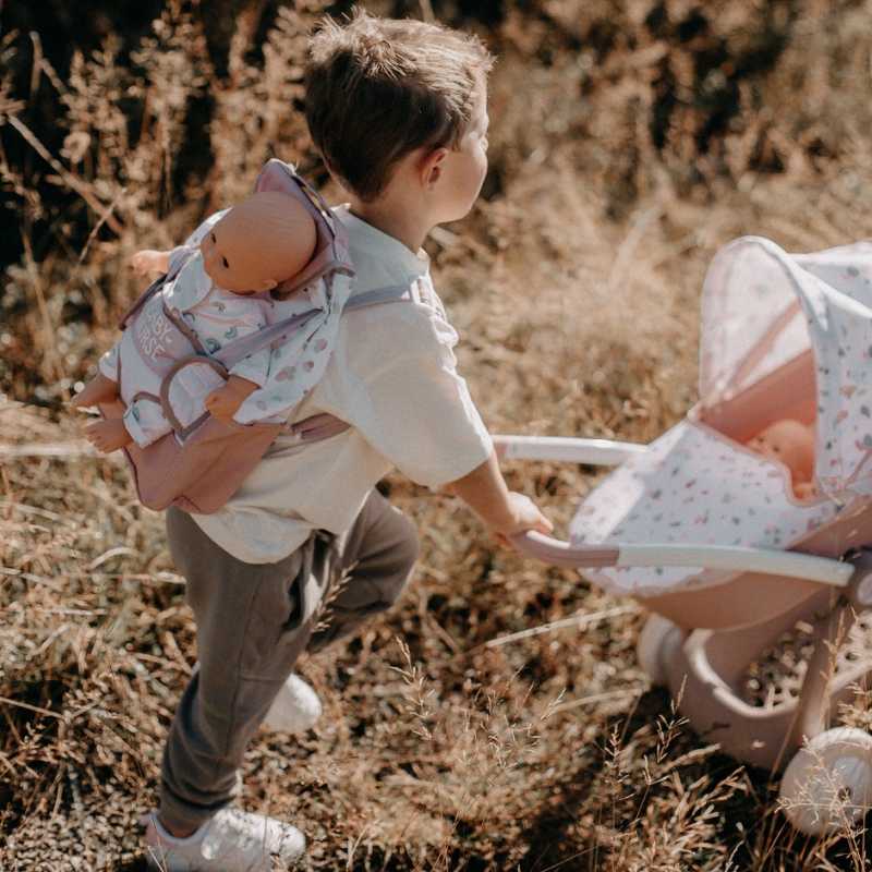 Smoby Baby Nurse kuprinė su lėlės laikikliu, šviesiai rožinė