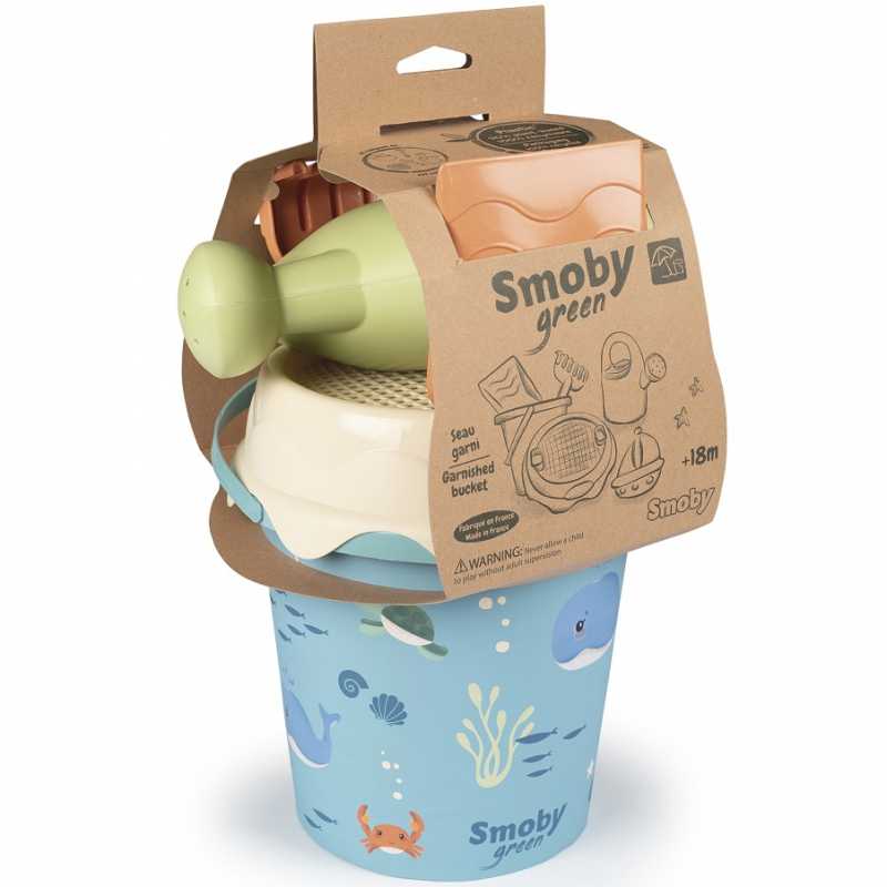 Smoby kibirėlis su smėlio priedais ir bioplastiko laistytuvu				