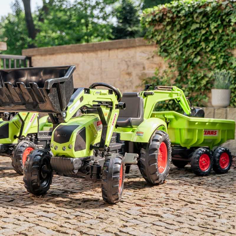 Pedalais minamas traktorius su priekaba - CLAAS AVEC, žalias 