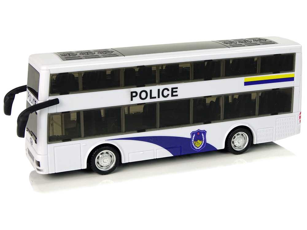 Dviaukštis policijos autobusas, baltas