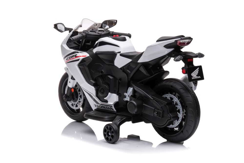 Honda CBR1000RR elektrinis motociklas, baltas