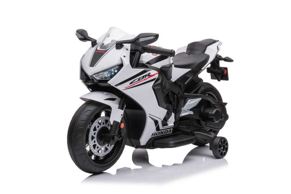 Honda CBR1000RR elektrinis motociklas, baltas