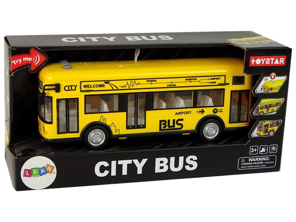 Žaislinis miesto autobusas, 1:18, geltonas