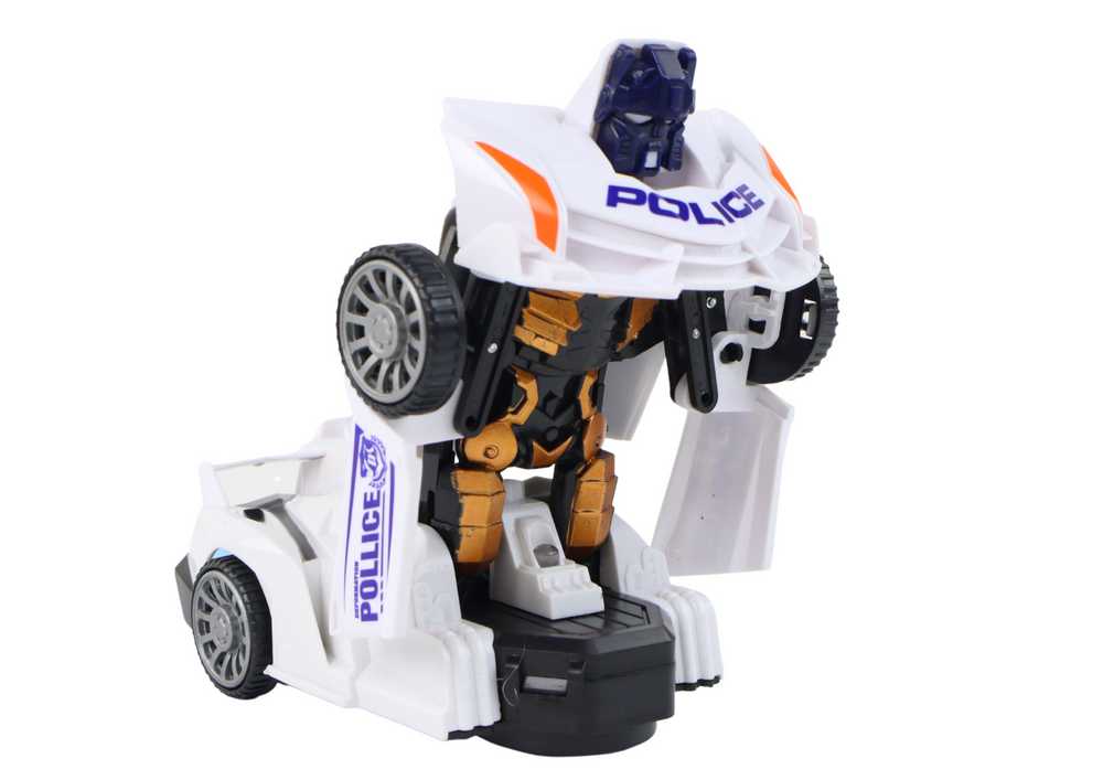 Policijos automobilis - robotas 2in1, baltas