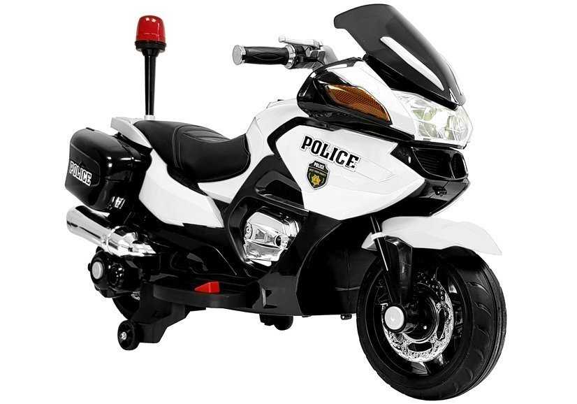 Vaikiškas elektrinis policijos motociklas HZB118, baltas