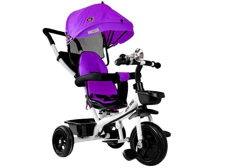 Vaikiškas triratukas su stogeliu Lean Trike PRO300, violetinis