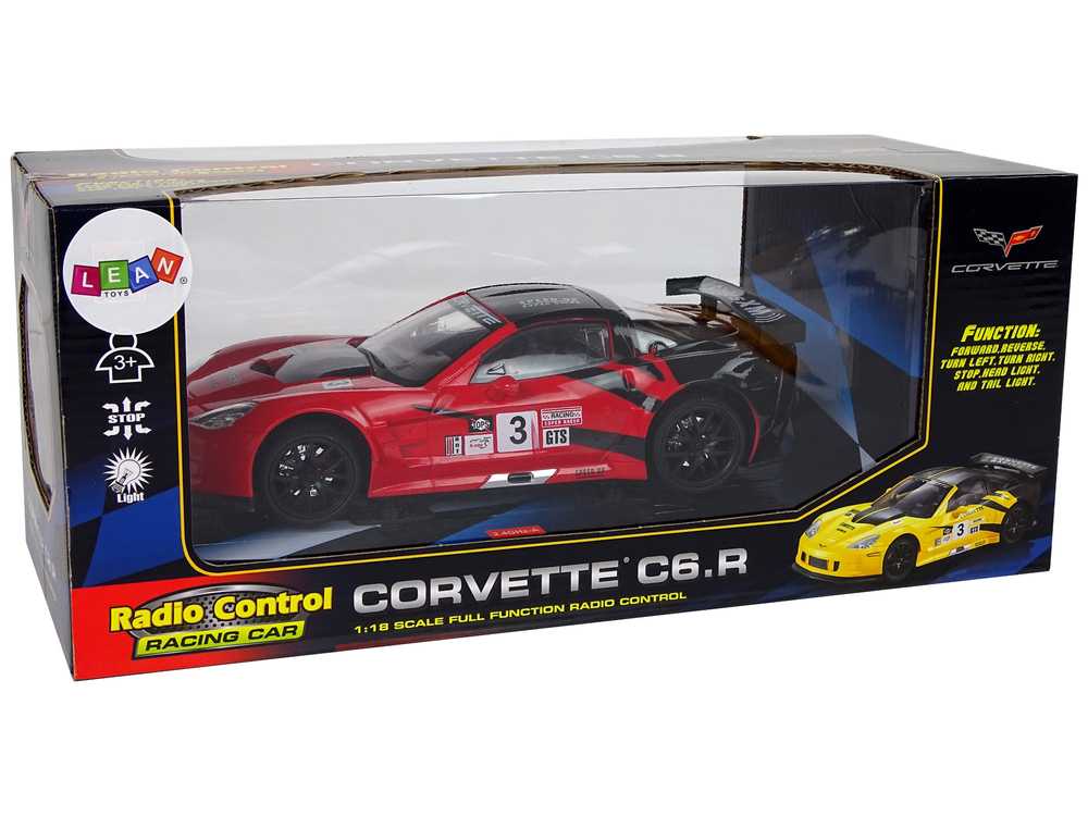 Sportinis nuotoliniu būdu valdomas automobilis Corvette C6.R, raudonas