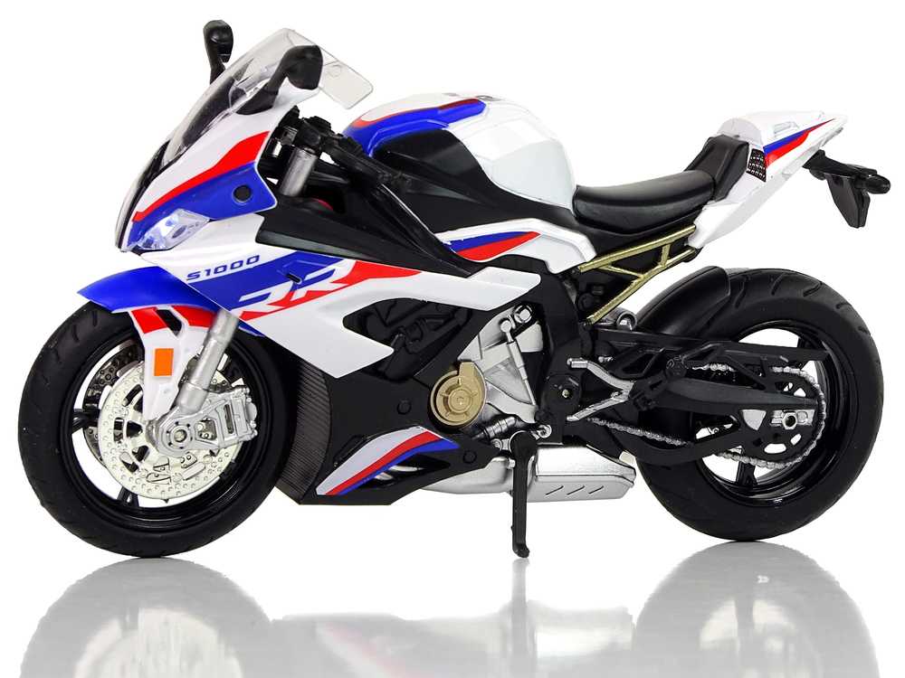 Žaislinis motociklo modelis BMW S1000RR, baltas