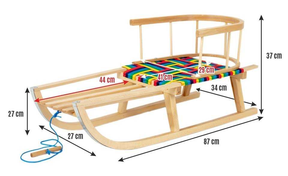 Medinės rogutės su atlošu, 87 cm